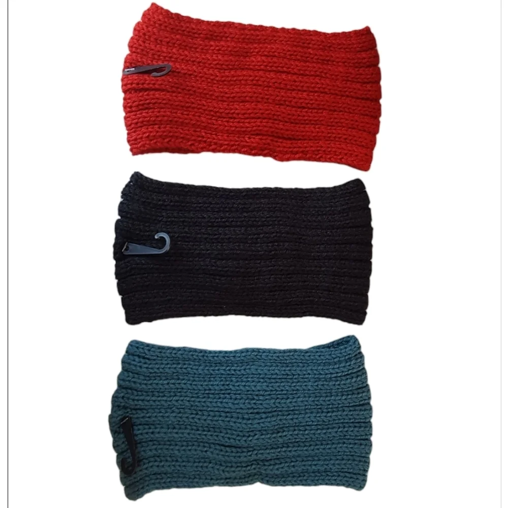 3 Pieces Set Headband Womens Winter Ear Warm Crystal Beads Turban Headwrap New